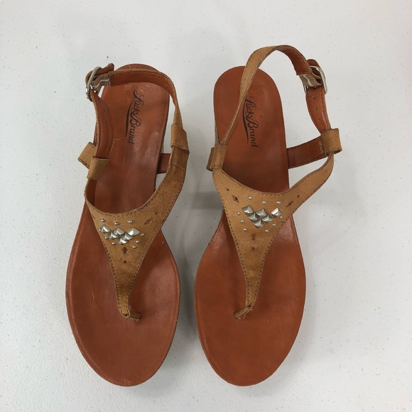 Lucky Brand Wedge Sandals tan size 9.5 (#35) - Picture 2 of 8